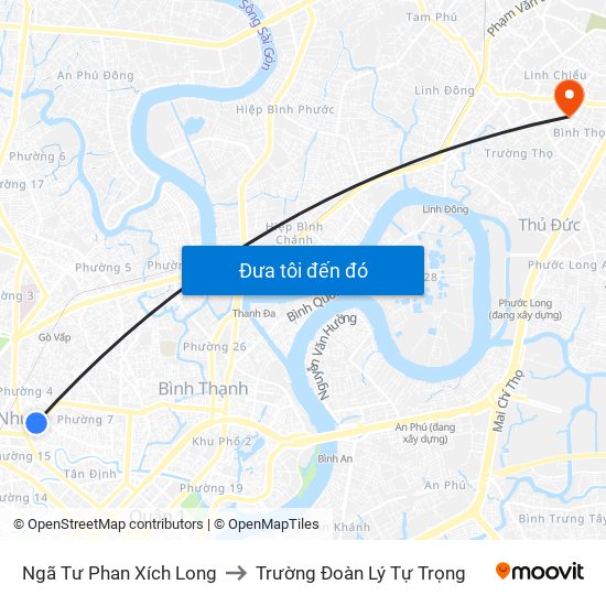 Ngã Tư Phan Xích Long to Trường Đoàn Lý Tự Trọng map