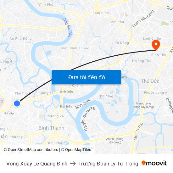 Vòng Xoay Lê Quang Định to Trường Đoàn Lý Tự Trọng map