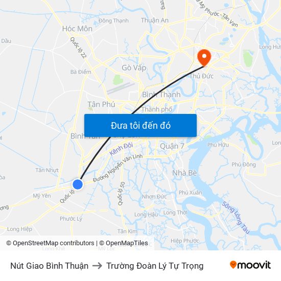 Nút Giao Bình Thuận to Trường Đoàn Lý Tự Trọng map