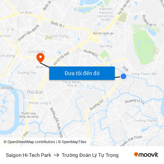 Saigon Hi-Tech Park to Trường Đoàn Lý Tự Trọng map