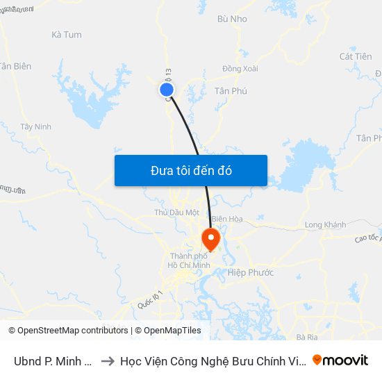 Ubnd P. Minh Hưng to Học Viện Công Nghệ Bưu Chính Viễn Thông map