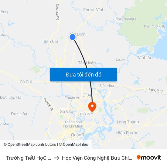 TrườNg TiểU HọC Tân BìNh to Học Viện Công Nghệ Bưu Chính Viễn Thông map