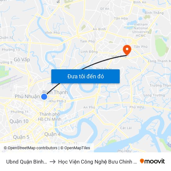 Ubnd Quận Bình Thạnh to Học Viện Công Nghệ Bưu Chính Viễn Thông map