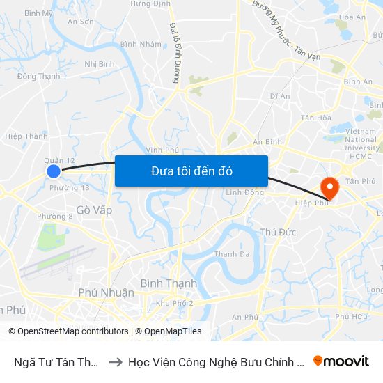 Ngã Tư Tân Thới Hiệp to Học Viện Công Nghệ Bưu Chính Viễn Thông map