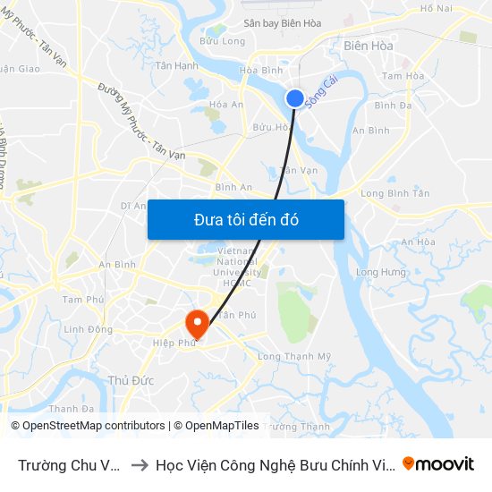 Trường Chu Văn An to Học Viện Công Nghệ Bưu Chính Viễn Thông map