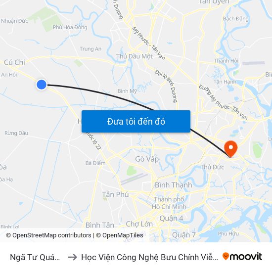 Ngã Tư Quán Đôi to Học Viện Công Nghệ Bưu Chính Viễn Thông map