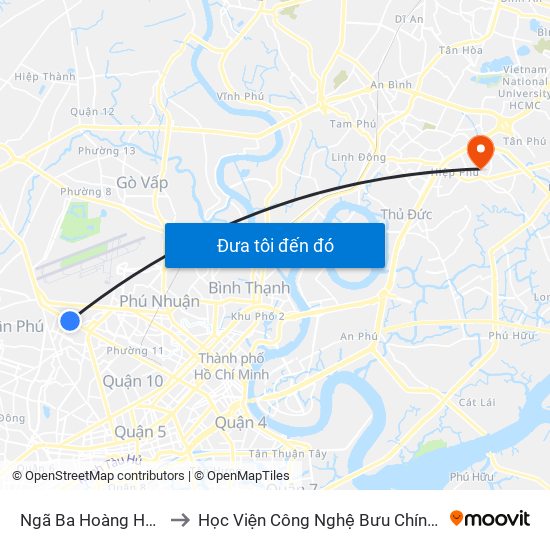 Ngã Ba Hoàng Hoa Thám to Học Viện Công Nghệ Bưu Chính Viễn Thông map