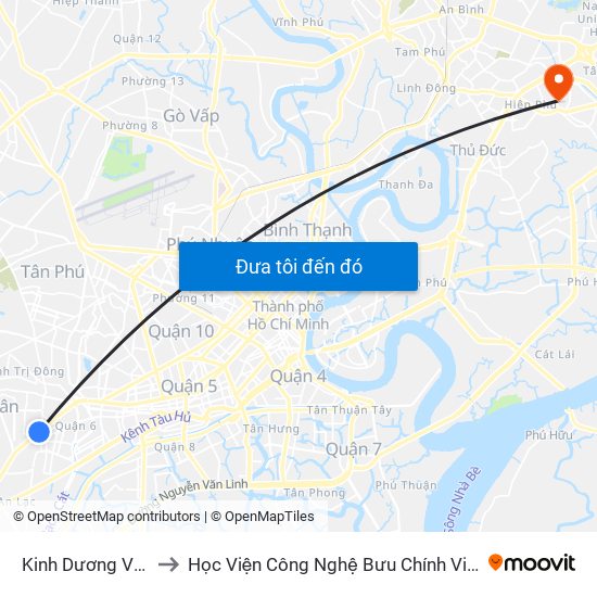 Kinh Dương Vương to Học Viện Công Nghệ Bưu Chính Viễn Thông map