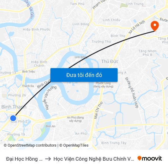 Đại Học Hồng Bàng to Học Viện Công Nghệ Bưu Chính Viễn Thông map