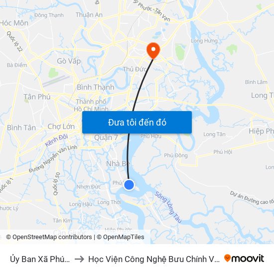 Ủy Ban Xã Phú Xuân to Học Viện Công Nghệ Bưu Chính Viễn Thông map