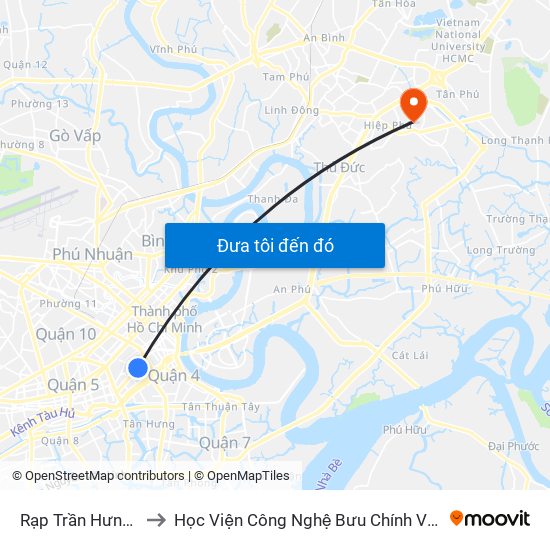 Rạp Trần Hưng Đạo to Học Viện Công Nghệ Bưu Chính Viễn Thông map