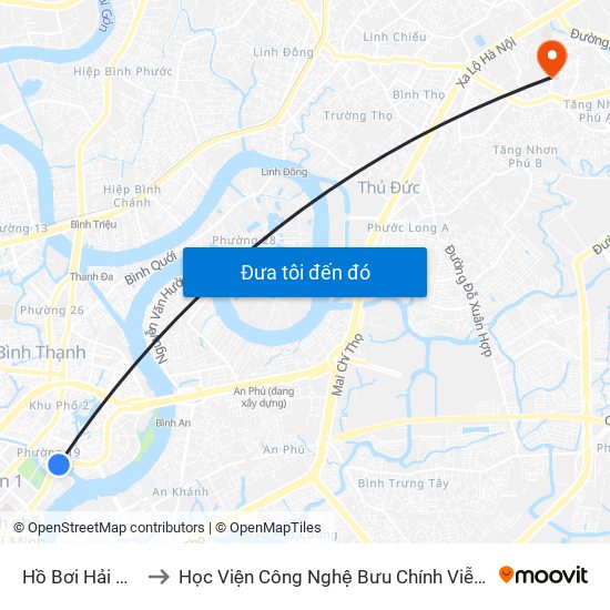 Hồ Bơi Hải Quân to Học Viện Công Nghệ Bưu Chính Viễn Thông map