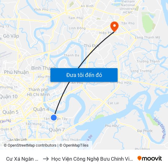 Cư Xá Ngân Hàng to Học Viện Công Nghệ Bưu Chính Viễn Thông map