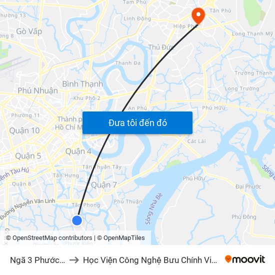 Ngã 3 Phước Lộc to Học Viện Công Nghệ Bưu Chính Viễn Thông map