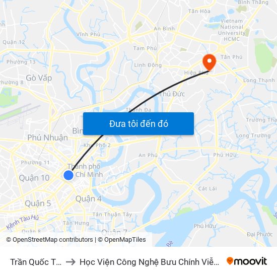 Trần Quốc Thảo to Học Viện Công Nghệ Bưu Chính Viễn Thông map