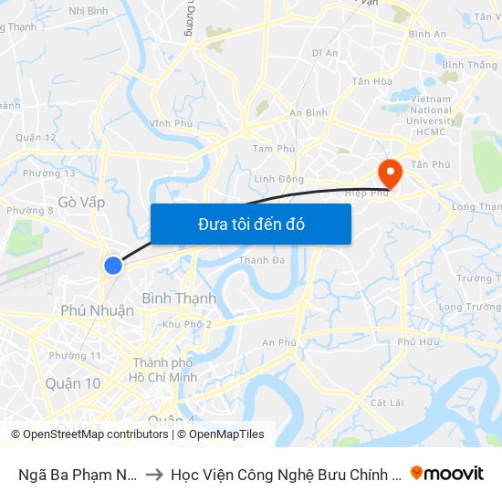 Ngã Ba Phạm Ngũ Lão to Học Viện Công Nghệ Bưu Chính Viễn Thông map