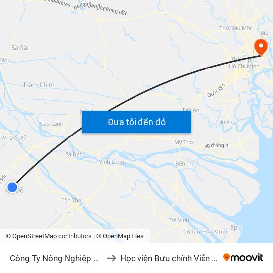 Công Ty Nông Nghiệp Cờ Đỏ to Học viện Bưu chính Viễn thông map