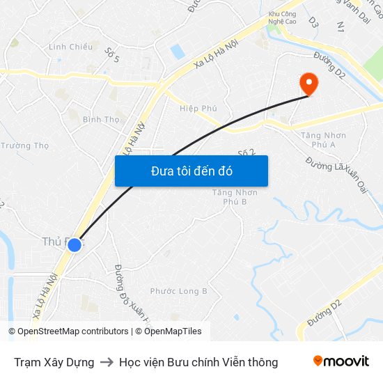 Trạm Xây Dựng to Học viện Bưu chính Viễn thông map