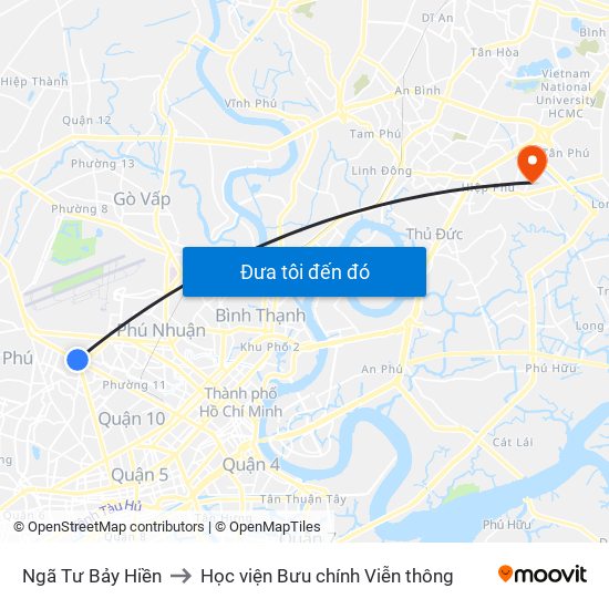 Ngã Tư Bảy Hiền to Học viện Bưu chính Viễn thông map