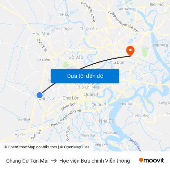 Chung Cư Tân Mai to Học viện Bưu chính Viễn thông map