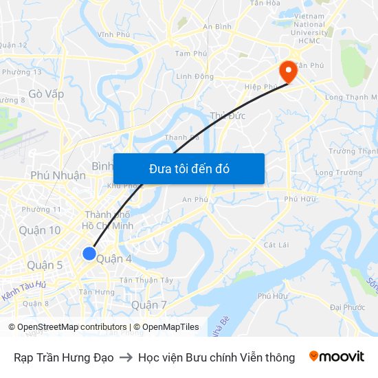 Rạp Trần Hưng Đạo to Học viện Bưu chính Viễn thông map