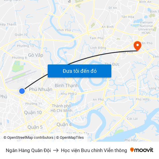 Ngân Hàng Quân Đội to Học viện Bưu chính Viễn thông map