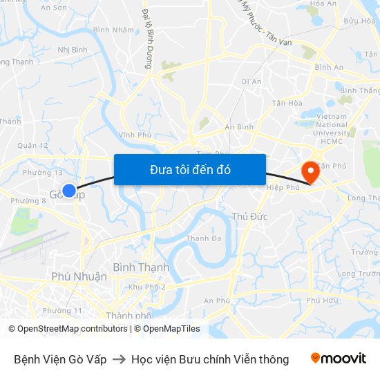 Bệnh Viện Gò Vấp to Học viện Bưu chính Viễn thông map