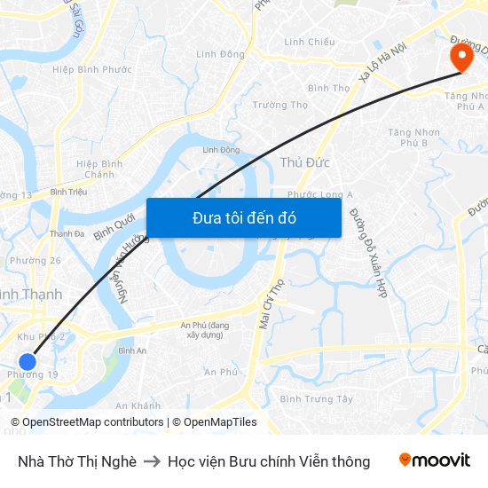 Nhà Thờ Thị Nghè to Học viện Bưu chính Viễn thông map