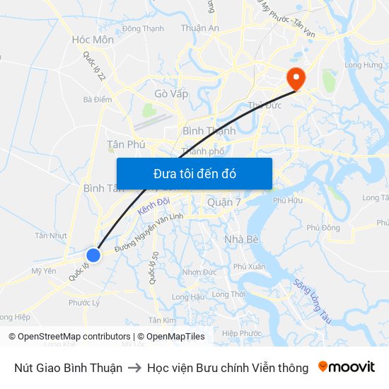 Nút Giao Bình Thuận to Học viện Bưu chính Viễn thông map