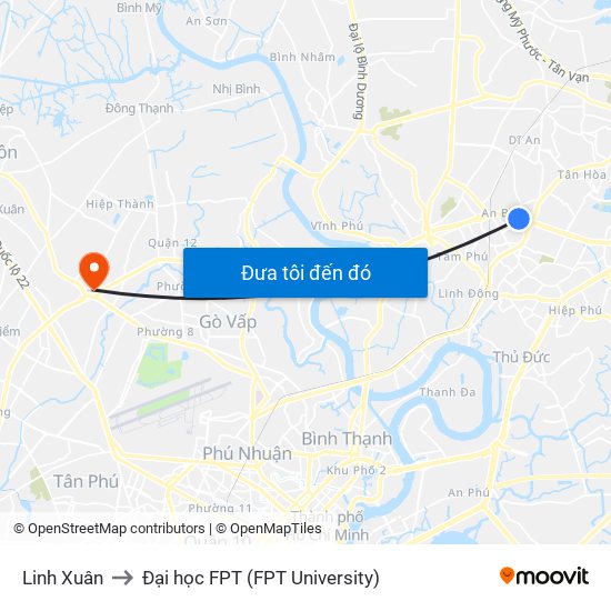 Linh Xuân to Đại học FPT (FPT University) map