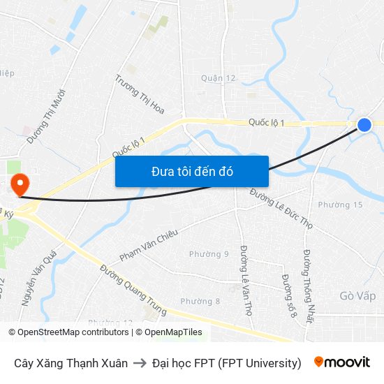 Cây Xăng Thạnh Xuân to Đại học FPT (FPT University) map