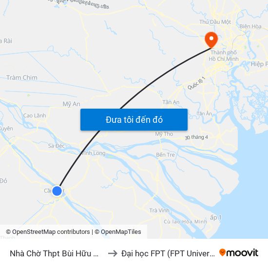 Nhà Chờ Thpt Bùi Hữu Nghĩa to Đại học FPT (FPT University) map