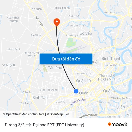 Đường 3/2 to Đại học FPT (FPT University) map