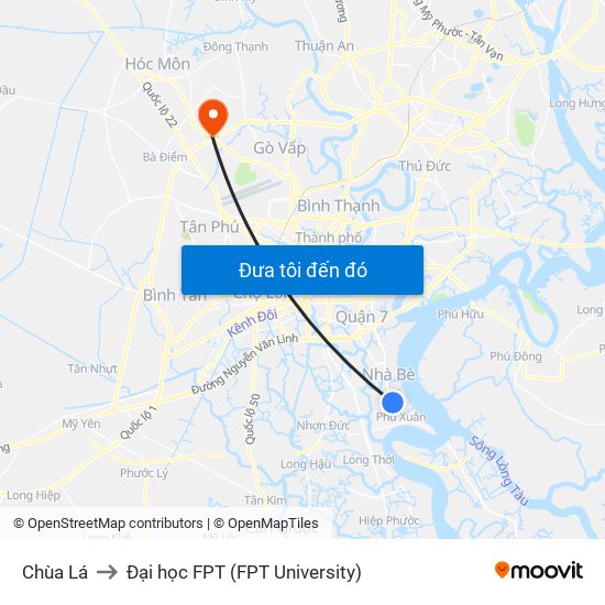 Chùa Lá to Đại học FPT (FPT University) map