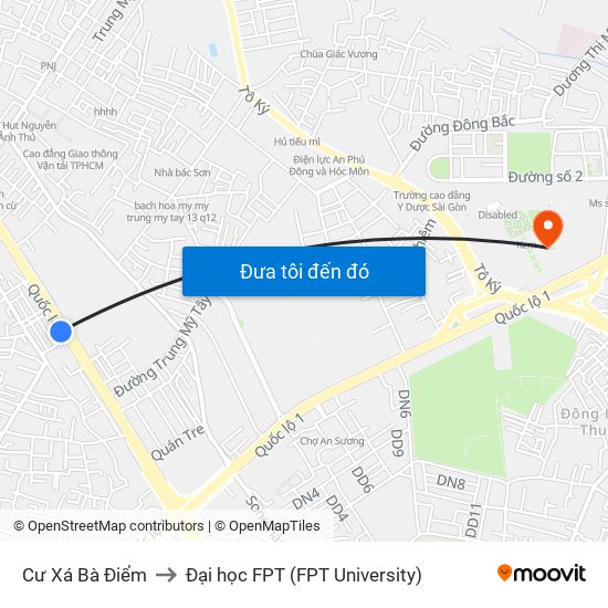 Cư Xá Bà Điểm to Đại học FPT (FPT University) map