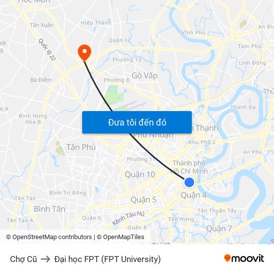 Chợ Cũ to Đại học FPT (FPT University) map