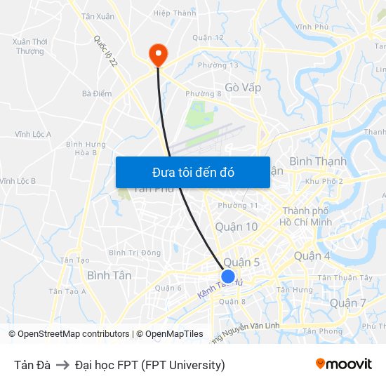 Tản Đà to Đại học FPT (FPT University) map