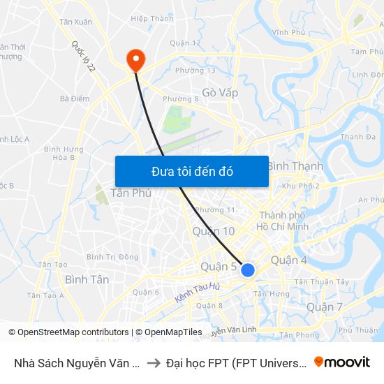 Nhà Sách Nguyễn Văn Cừ to Đại học FPT (FPT University) map