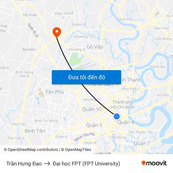 Trần Hưng Đạo to Đại học FPT (FPT University) map