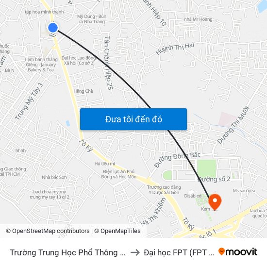 Trường Trung Học Phổ Thông Nguyễn Hữu Cầu to Đại học FPT (FPT University) map