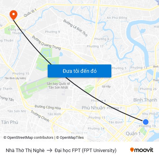 Nhà Thờ Thị Nghè to Đại học FPT (FPT University) map