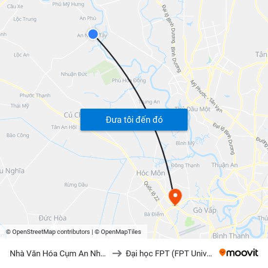 Nhà Văn Hóa Cụm An Nhơn Tây to Đại học FPT (FPT University) map