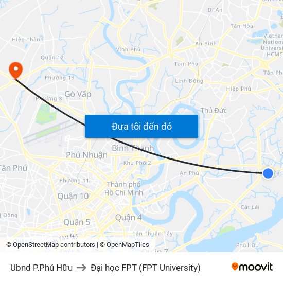 Ubnd P.Phú Hữu to Đại học FPT (FPT University) map