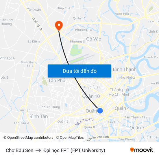 Chợ Bầu Sen to Đại học FPT (FPT University) map