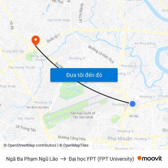 Ngã Ba Phạm Ngũ Lão to Đại học FPT (FPT University) map