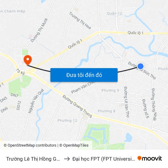 Trường Lê Thị Hồng Gấm to Đại học FPT (FPT University) map