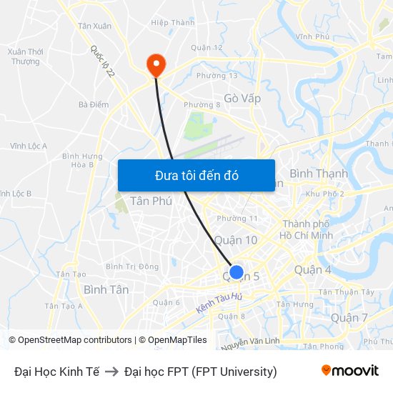 Đại Học Kinh Tế to Đại học FPT (FPT University) map