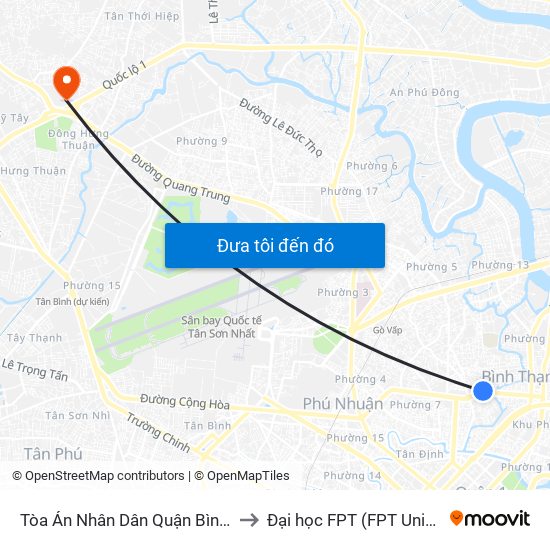 Tòa Án Nhân Dân Quận Bình Thạnh to Đại học FPT (FPT University) map