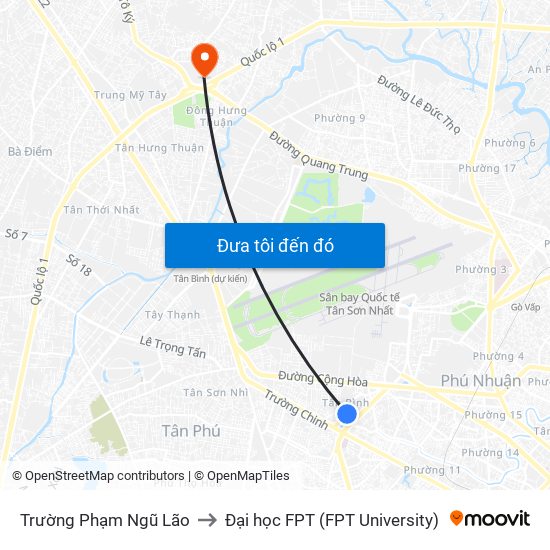 Trường Phạm Ngũ Lão to Đại học FPT (FPT University) map