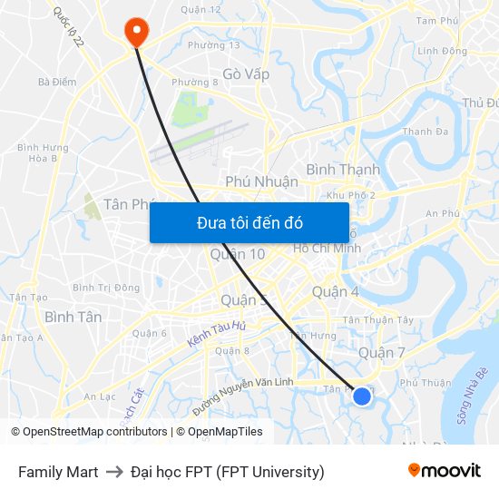 Family Mart to Đại học FPT (FPT University) map